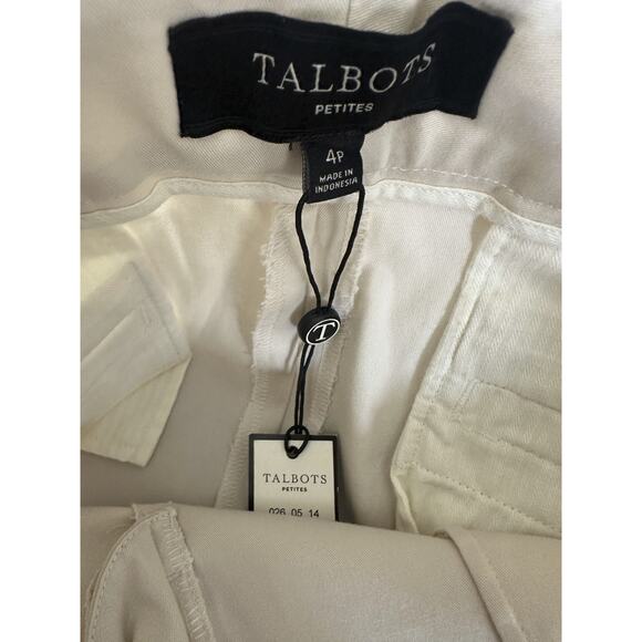 NWT Talbots Chino Shorts 10" Inseam Tan Flat Front Cotton Blend Size 4P 4 Petite - Picture 6 of 10